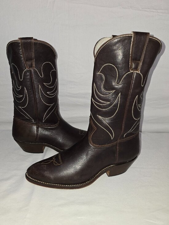 Vintage Stewart 1977 Brown Leather Handmade Cowboy Boots Western Men’s Size 8 EE main image 13